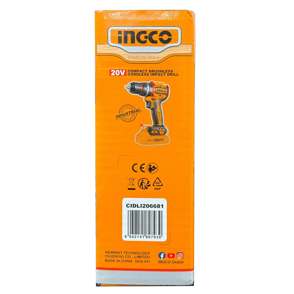 Ingco CIDLI206681 Cordless Impact Drill 20V 66Nm