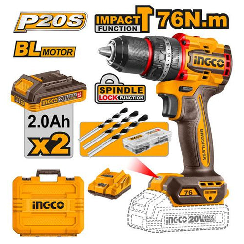 Ingco CIDLI20768 Cordless Impact Drill 20V 76Nm Main image