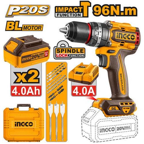 Ingco CIDLI20968 Cordless Impact Drill 20V 96Nm Main image