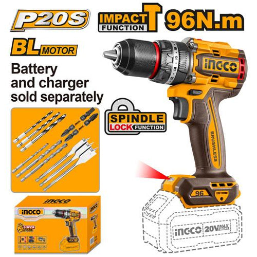 Ingco CIDLI209681 Cordless Impact Drill 20V 96Nm