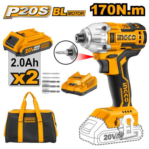 Ingco CIRLI2002 LI-ION Impact Driver 20V Brushless Motor - ToolsSavvy.ph Main image