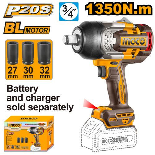 Ingco CIWLI201351 Cordless Impact Wrench 20V 1350Nm - ToolsSavvy.ph Main image