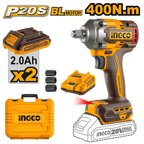Ingco CIWLI2040 Cordless Impact Wrench 20V 400Nm