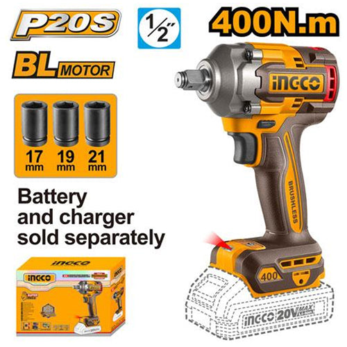 Ingco CIWLI20401 Cordless Impact Wrench 20V 400Nm (Bare)
