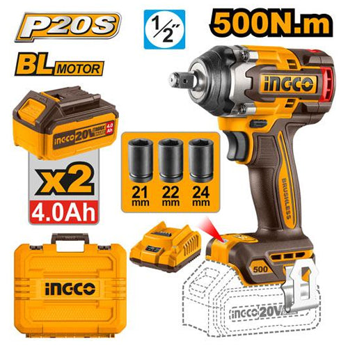 Ingco CIWLI2050 Cordless Impact Wrench 20V 500Nm - ToolsSavvy.ph Main image