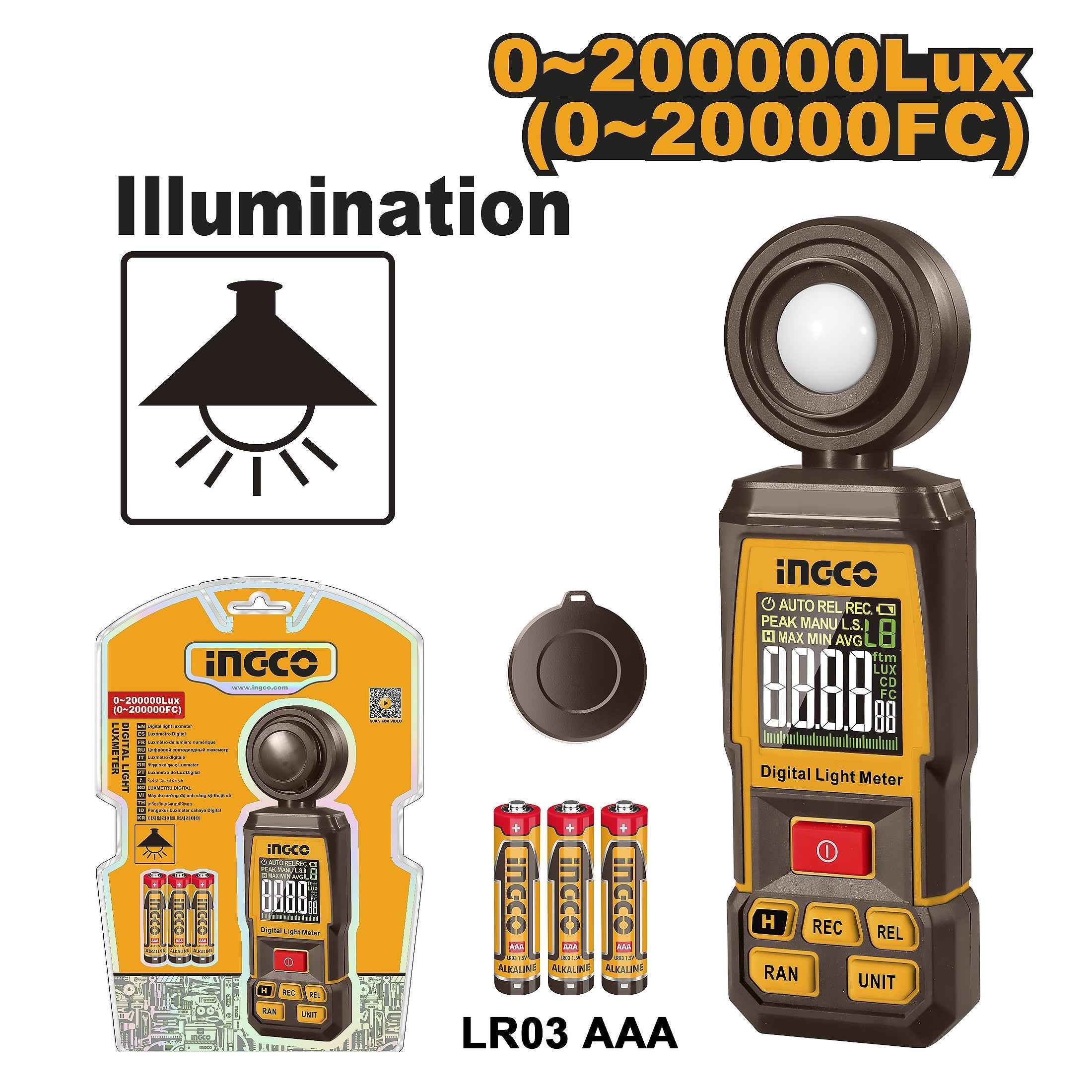 Ingco HETLU031 Digital LED Lux Meter - ToolsSavvy.ph Main image
