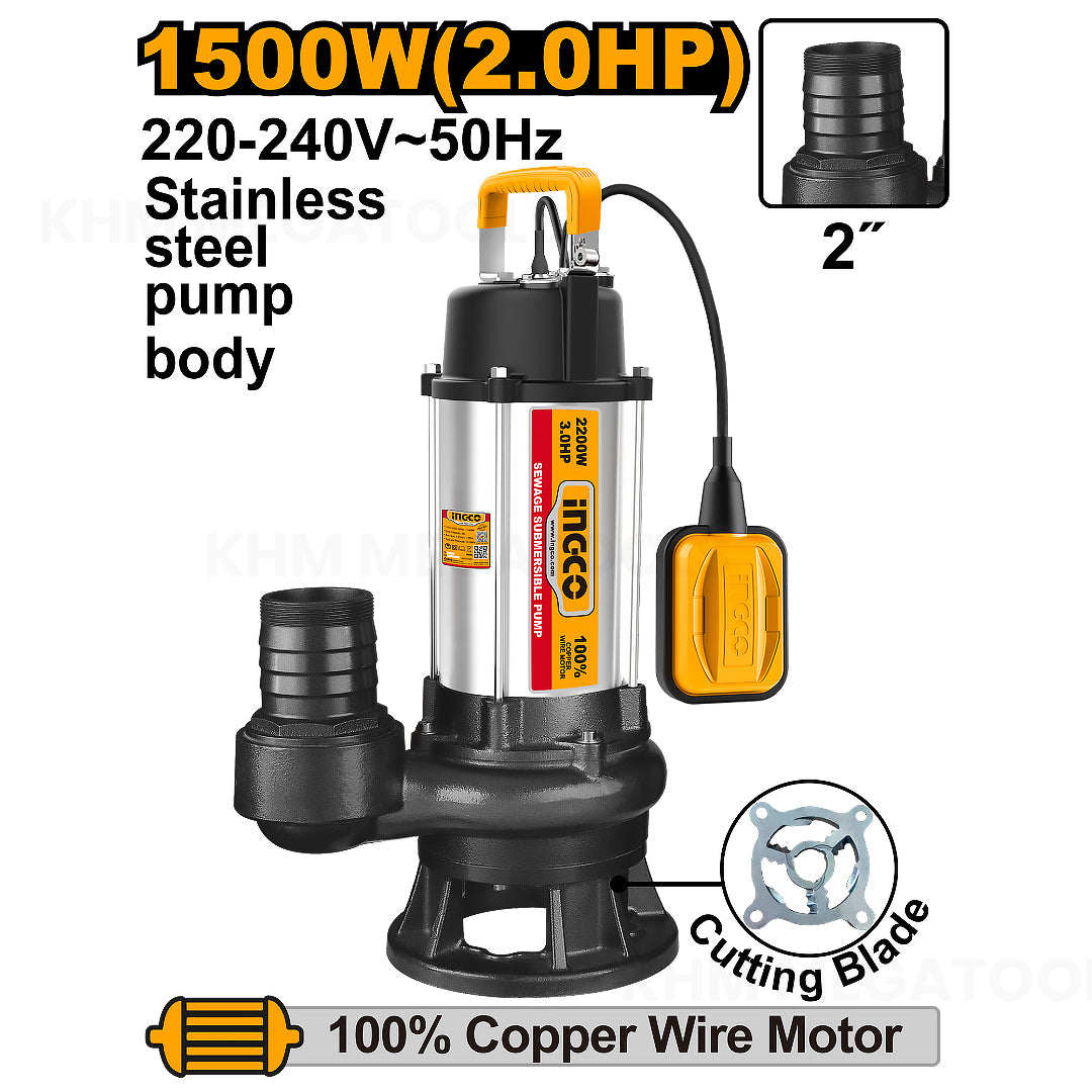 Ingco SPDB150068-5 Submersible Pump 1500W 2.0HP - ToolsSavvy.ph Main image
