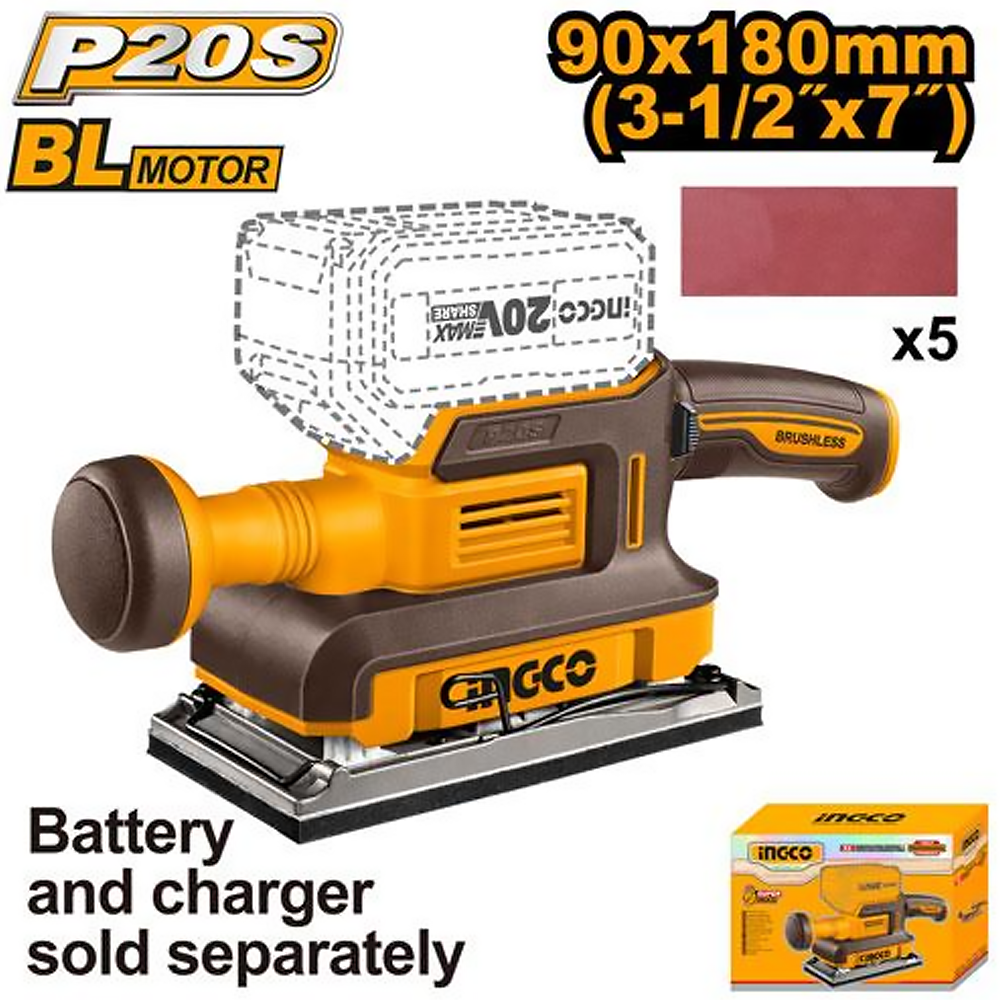 Ingco CFSLI2031 Cordless Finishing Sander 20V 180mm (Bare)