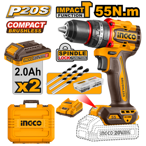 Ingco CIDLI20558 Cordless Impact Drill 20V 55Nm
