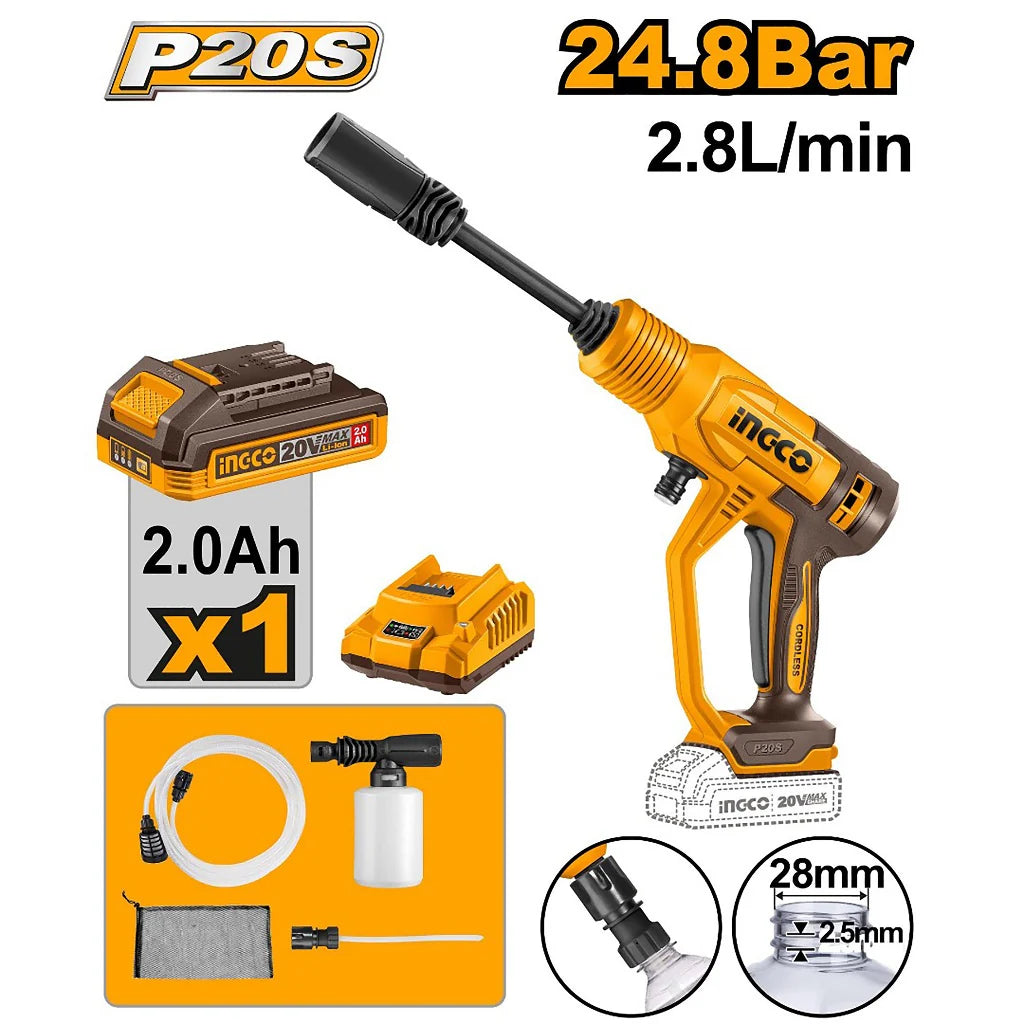 Ingco CPWLI20362 Li-Ion Pressure Washer 20V