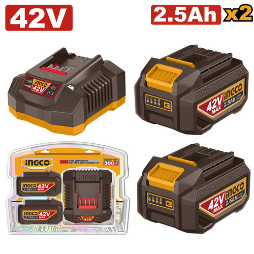 Ingco FBCPM25221 42V Li-Ion Battery and Charger Kit