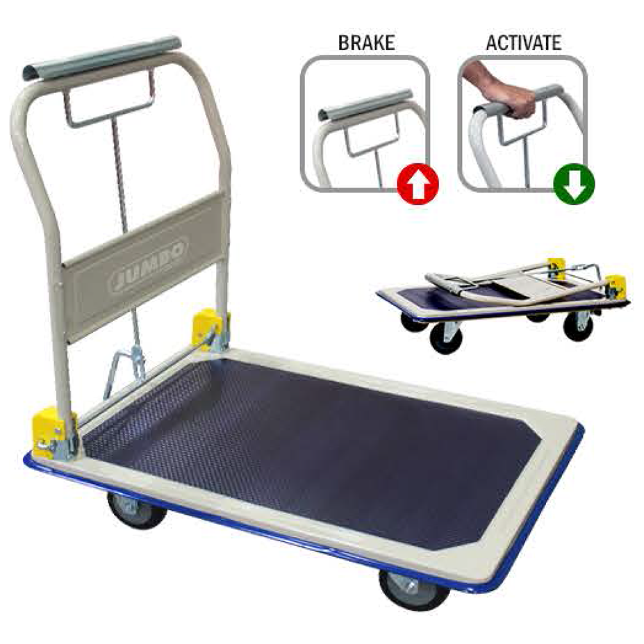 Jumbo HB-210JCK Steel Platform Trolley with Hand Brake Secondary image