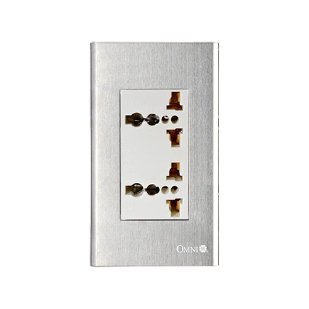 Omni SP3-WU2 Duplex Universal Outlet w/ Ground in Stainless Plate 16A | Omni by KHM Megatools Corp. Main image