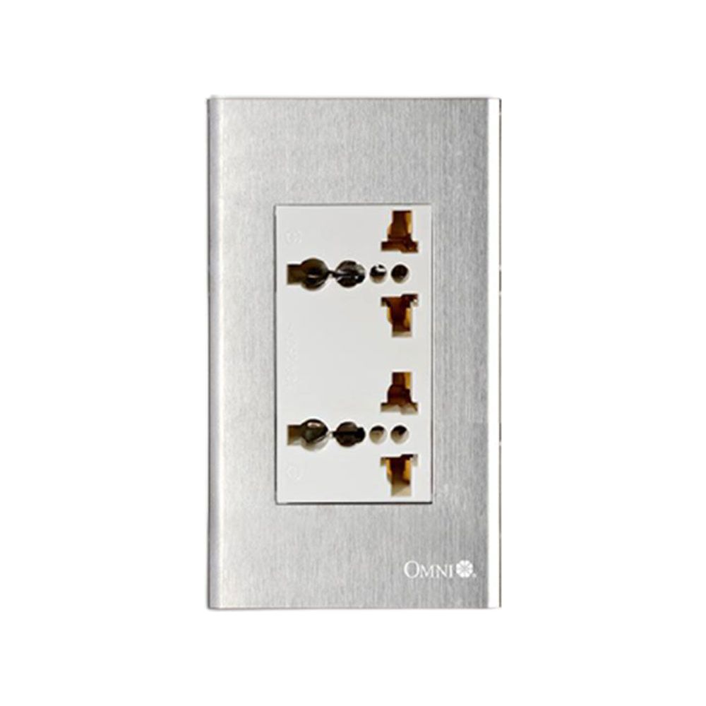 Omni SP3-WU2 Duplex Universal Outlet w/ Ground in Stainless Plate 16A