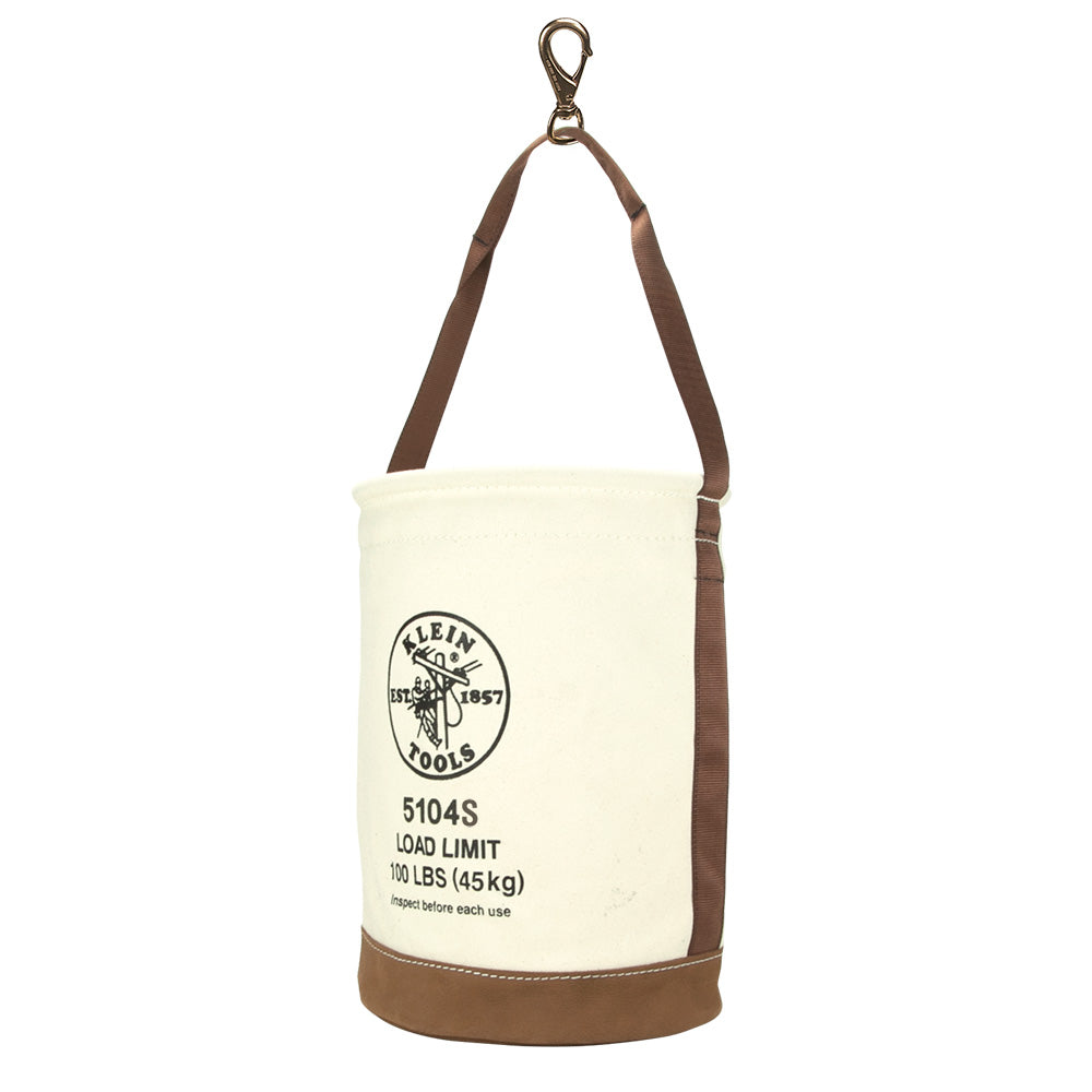 Klein 5104S Canvas Bucket Leather Bottom Swivel Snap 12" - ToolsSavvy.ph