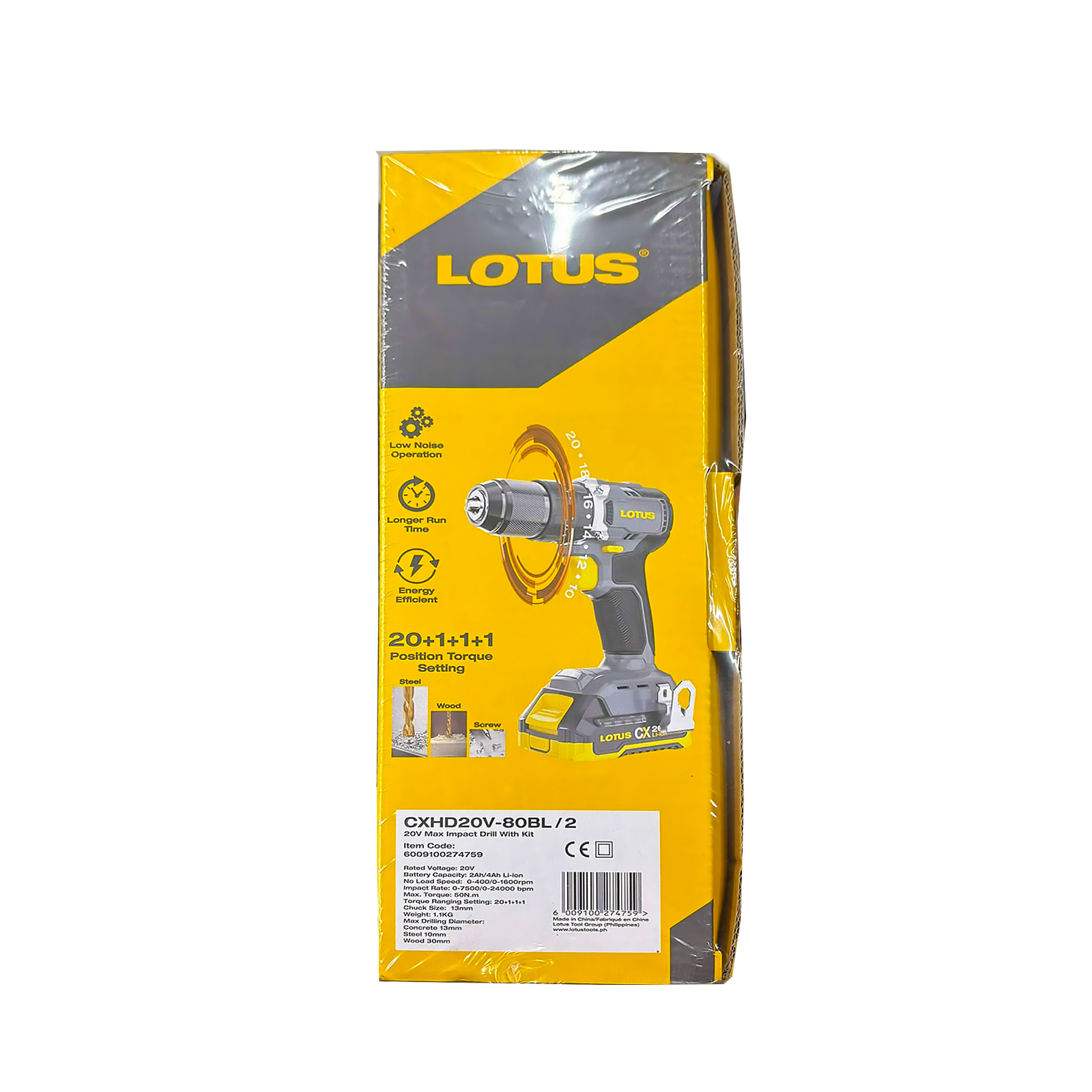 Lotus CXHD20V-80BL/2 Cordless Impact Drill w/ 24pcs Accessories Kit 20V - ToolsSavvy.ph