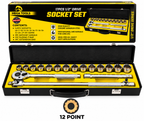 Megatools M17SSMB Socket Wrench Set 17pcs 1/2" Drive (Matte Black) – 6-Point / 12-Point