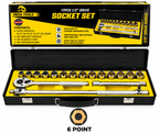 Megatools M17SSMB Socket Wrench Set 17pcs 1/2" Drive (Matte Black) – 6-Point / 12-Point