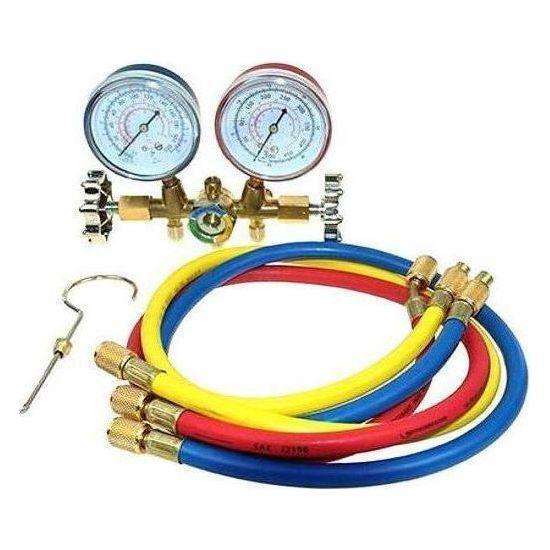 Asian First Brand CT-536G Brass Manifold Gauge For R-12 With Sight Glass & 36" Hose - Goldpeak Tools PH Asian First Main image
