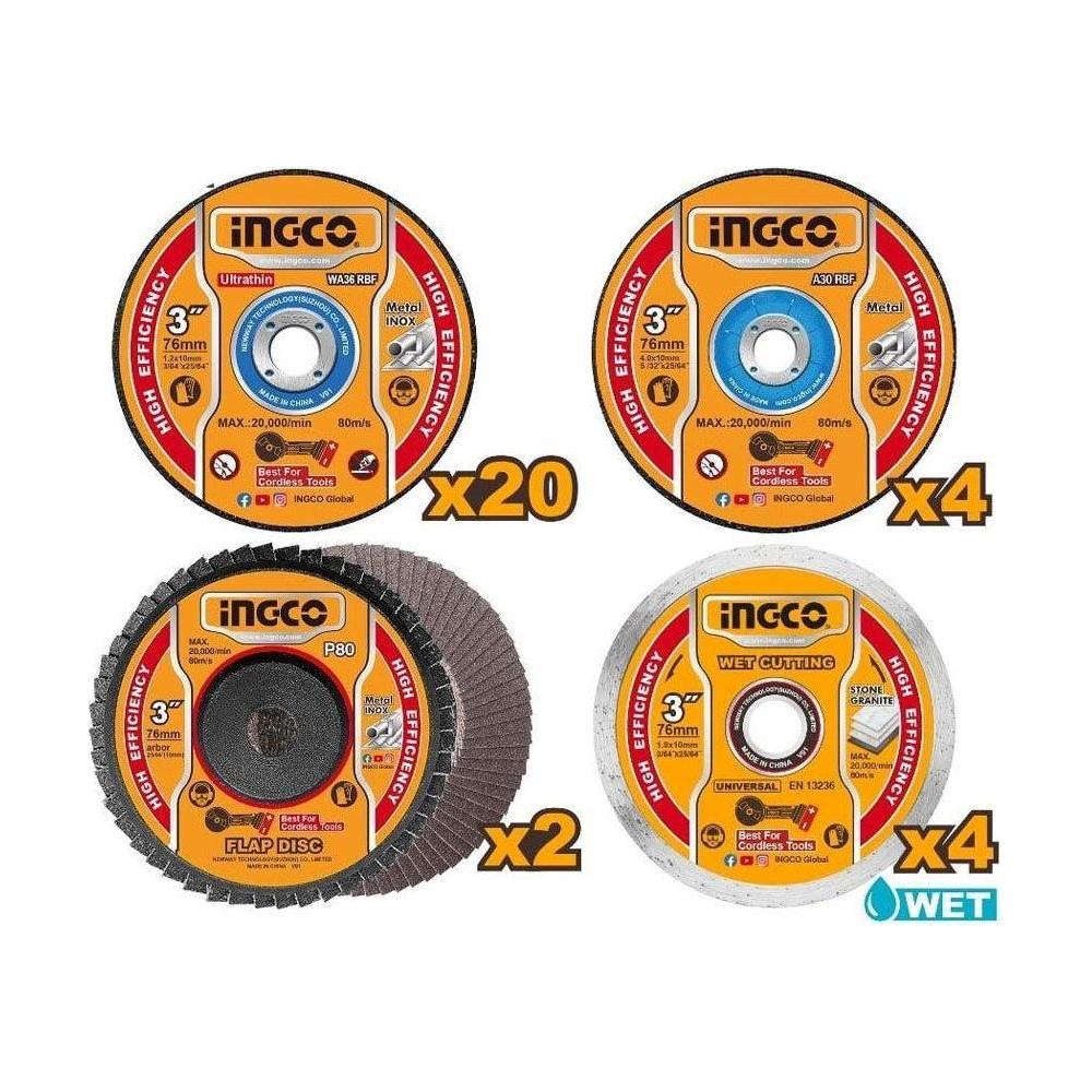 Ingco MCD07630 Cutting And Grinding Disc Set - KHM Megatools Corp. Main image