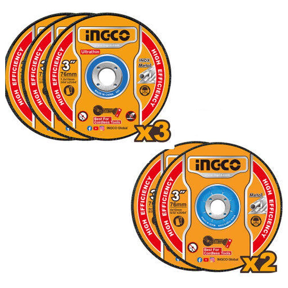 Ingco MCD303768 Cut Off Wheel and Grinding Disc Set 5Pcs | Ingco by KHM Megatools Corp. Main image