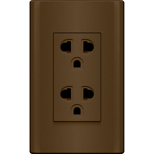 Royu MD913/DW Duplex Universal Outlet With Ground & Shutter Set 15A (Plano) [Dark Wood] | Royu by KHM Megatools Corp. Main image