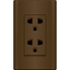Royu MD913/DW Duplex Universal Outlet With Ground & Shutter Set 15A (Plano) [Dark Wood] | Royu by KHM Megatools Corp.