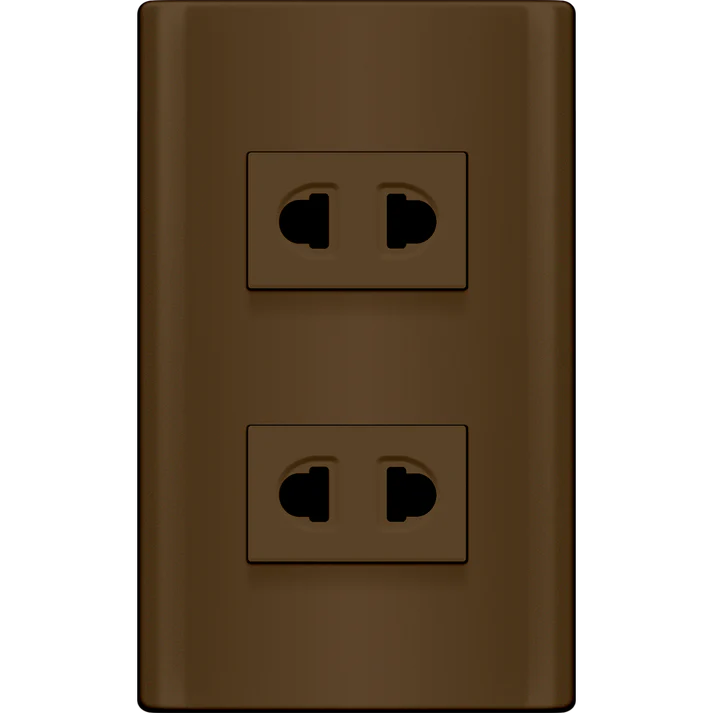 Royu MDS113/DW 2-Gang Universal Outlet Set 15A (Plano) [Dark Wood] | Royu by KHM Megatools Corp. Main image