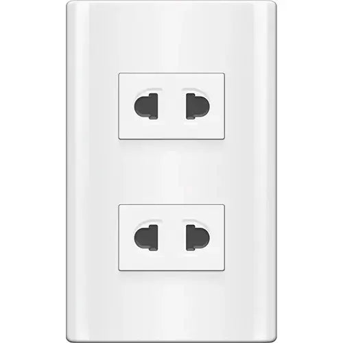 Royu MDS113 2-Gang Universal Outlet Set 15A (Plano) [White] | Royu by KHM Megatools Corp. Main image