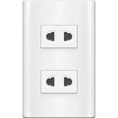 Royu MDS113 2-Gang Universal Outlet Set 15A (Plano) [White] | Royu by KHM Megatools Corp.