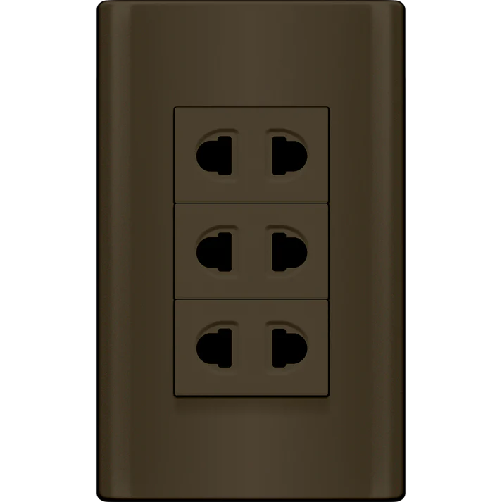 Royu MDS115/DG 3-Gang Universal Outlet Set 15A (Plano) [Dark Gray] | Royu by KHM Megatools Corp. Main image