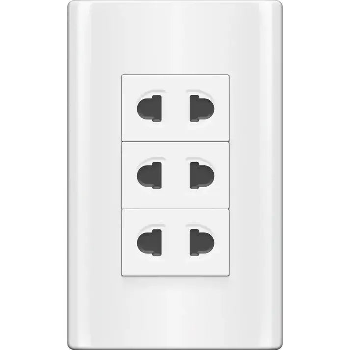 Royu MDS115 3-Gang Universal Outlet Set 15A (Plano) [White] | Royu by KHM Megatools Corp. Main image