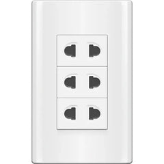Royu MDS115 3-Gang Universal Outlet Set 15A (Plano) [White] | Royu by KHM Megatools Corp.
