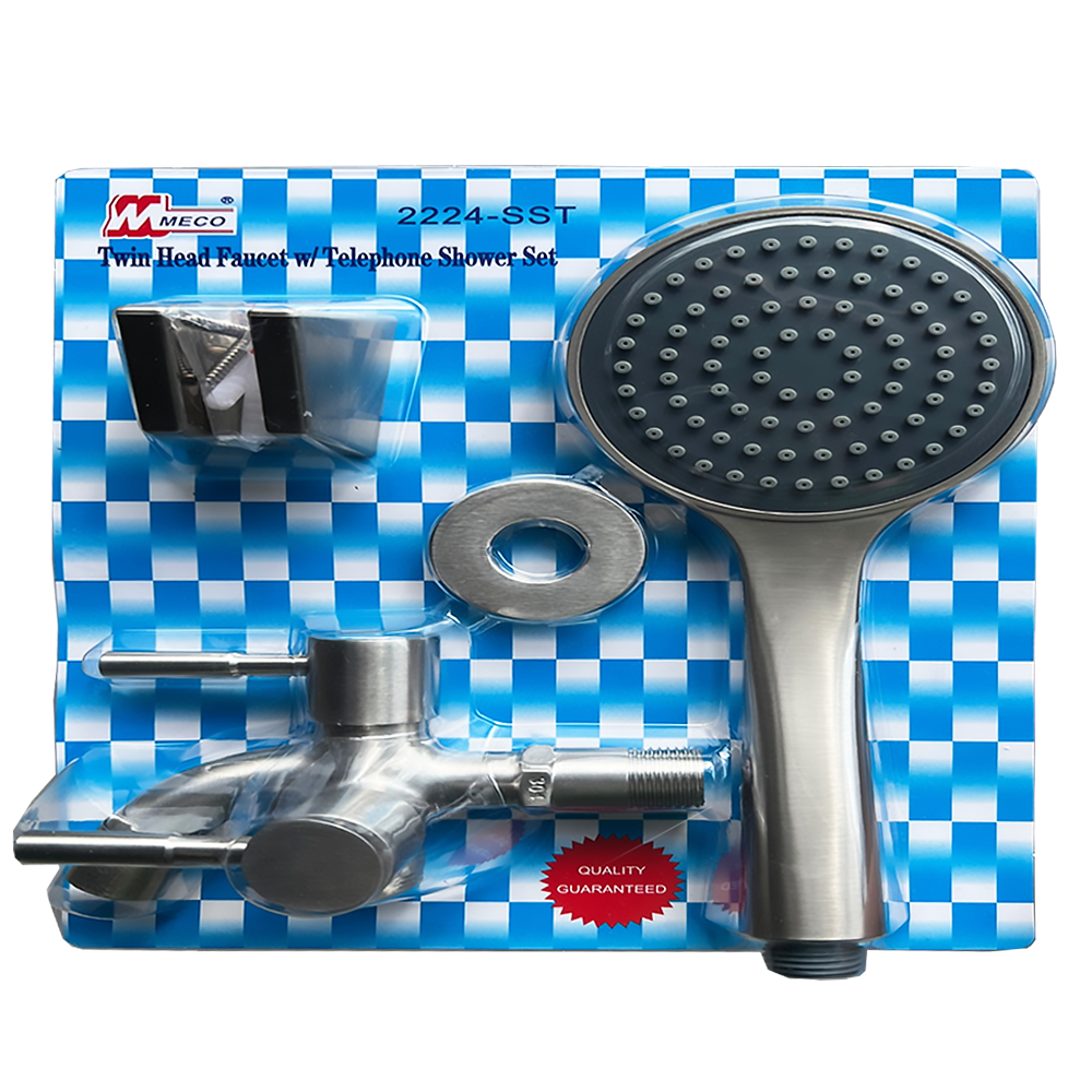 Meco 2224N-SST Stainless Shower Set Twin Head