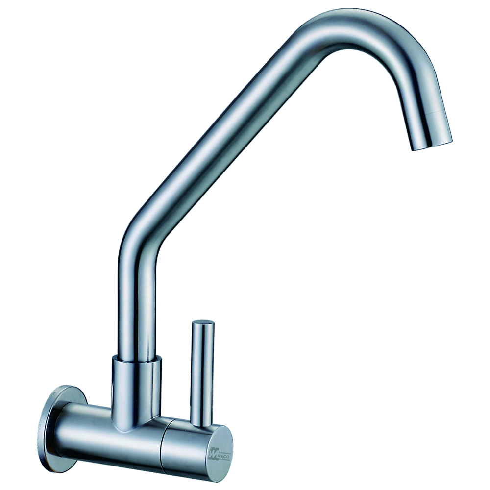 Meco 2365-SST Stainless Lever Handle Wall Mount Faucet (Straight)