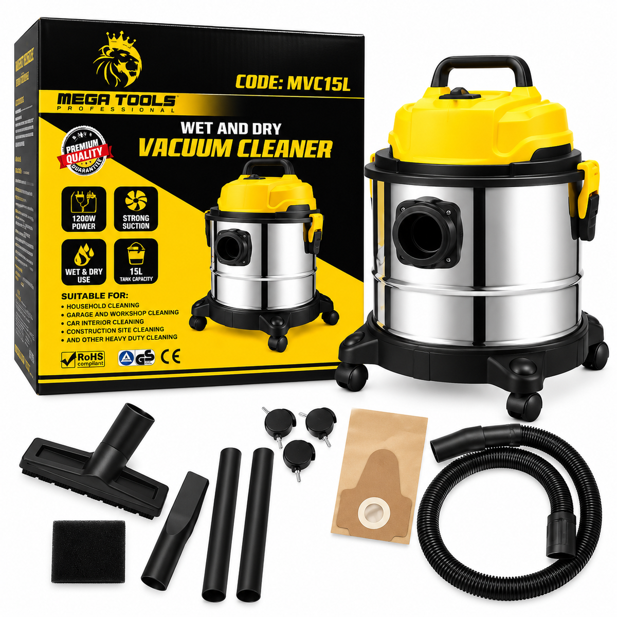 Megatools MVC Wet & Dry Vacuum Cleaner 1200W - ToolsSavvy.ph Main image