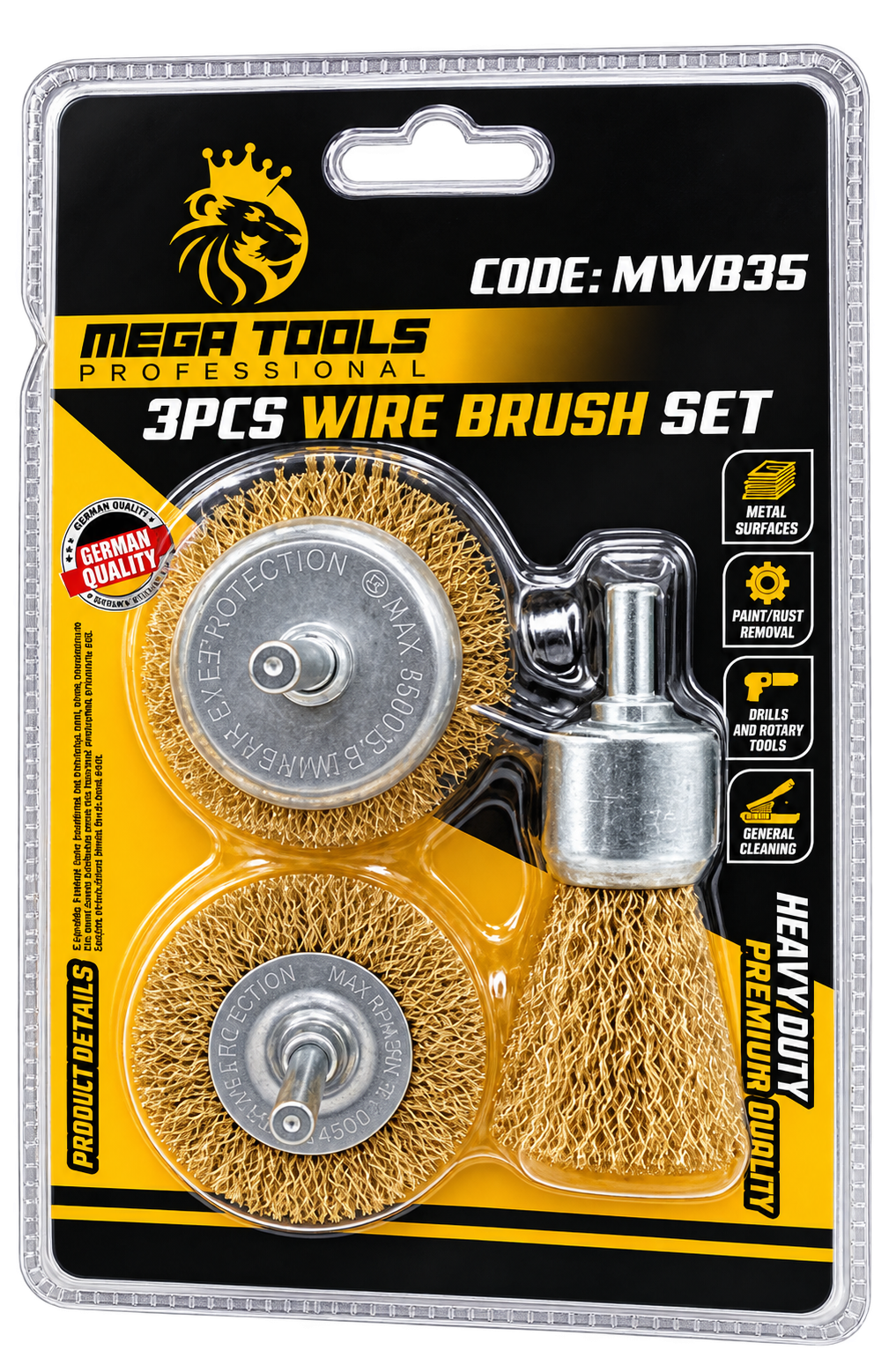 Megatools MWB3S 3pcs Wire Brush Set - ToolsSavvy.ph Main image