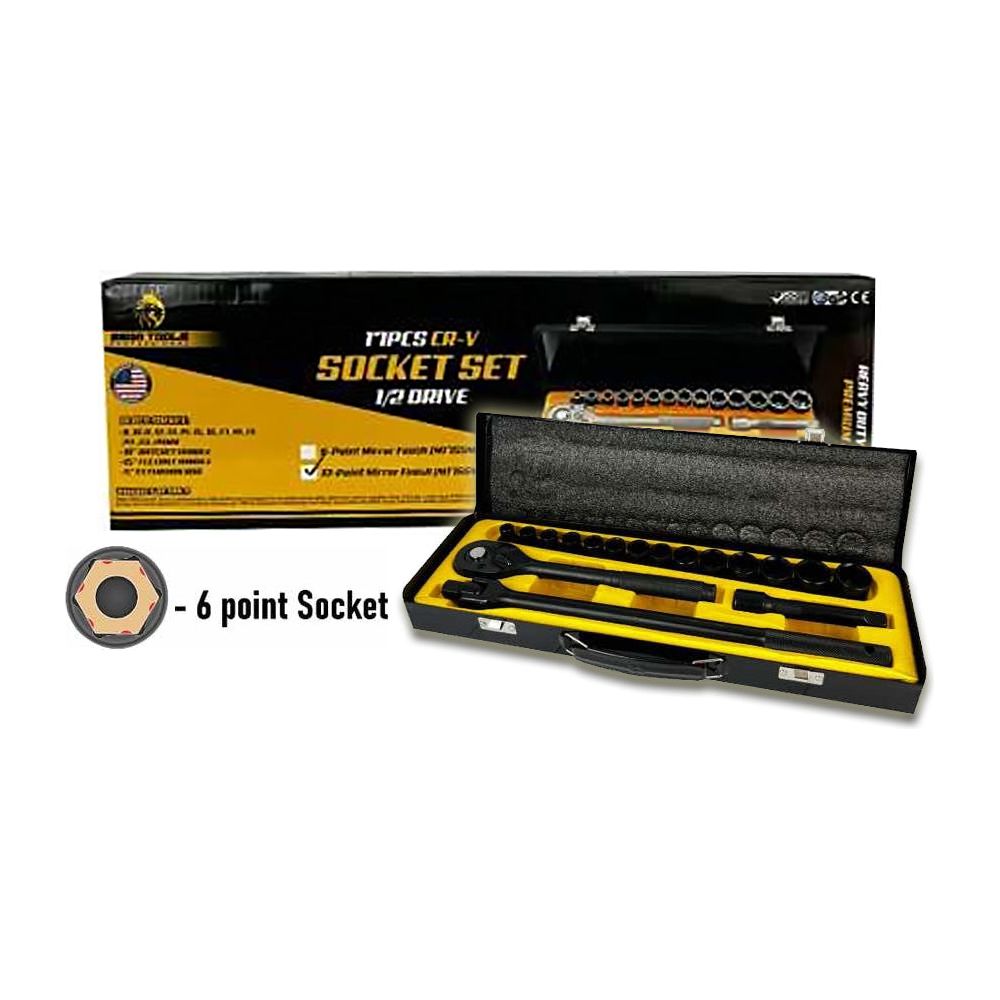 Megatools M17SSMB6 Socket Wrench Set 17pcs 1/2" Drive 6pts (Matte Black) | Mega Tools by KHM Megatools Corp. Main image