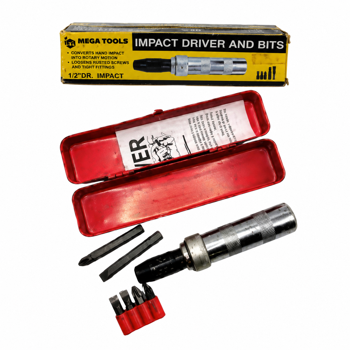 Megatools IMPDRV Impact Screwdriver and Bits