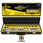 Megatools M17SSMF Socket Wrench Set 17pcs 1/2" Drive (Mirror Finish) – 6-Point / 12-Point