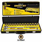 Megatools M17SSMF Socket Wrench Set 17pcs 1/2" Drive (Mirror Finish) – 6-Point / 12-Point