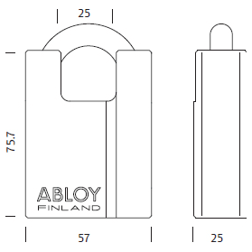 Abloy PL-342/25 High Security Padlock with Raised Shoulders (Short Shackle) Secondary image