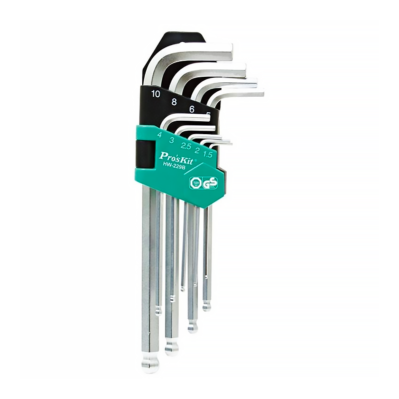 Pro'sKit HW-129 9pcs Ball Point Long Arm Hex Key Set - ToolsSavvy.ph Main image