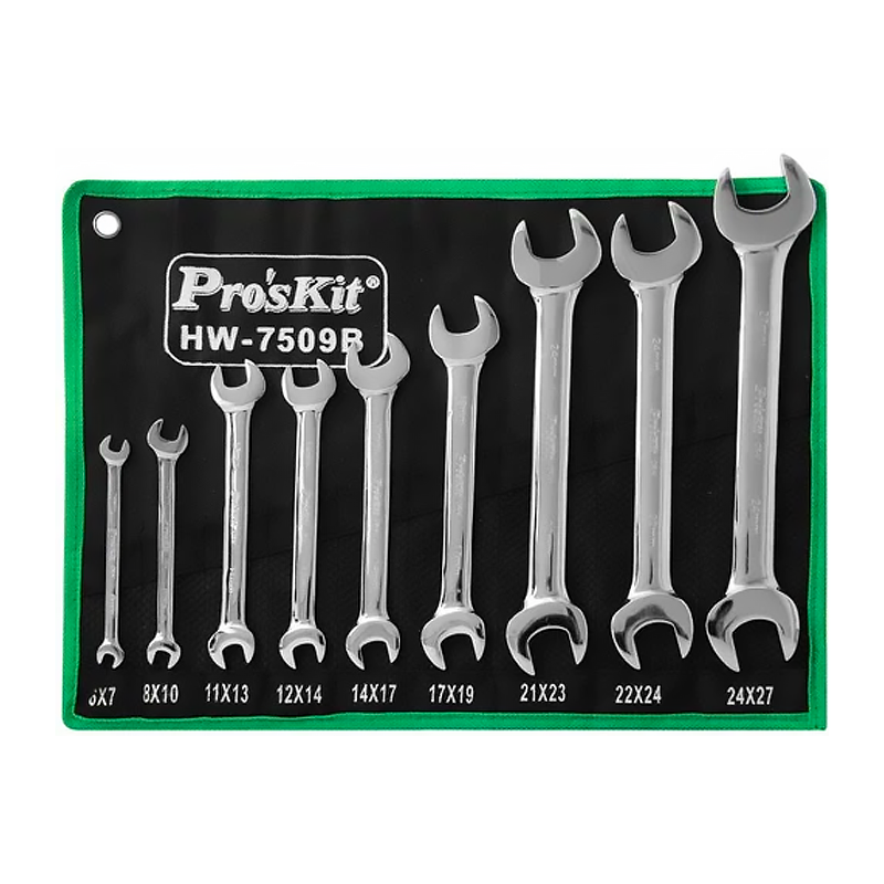 Pro'sKit HW-7509B 9pcs Chrome Vanadium Steel Double Open Wrench Set - ToolsSavvy.ph Main image