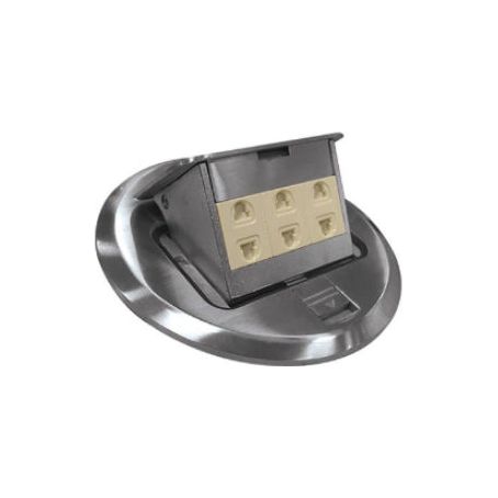 Royu RCF3 Round Floor Receptacle with 3 Gang Universal Outlet 10A (Classic) | Royu by KHM Megatools Corp. Main image