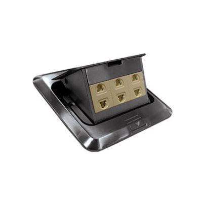 Royu RCF4 Square Floor Receptacle with 3 Gang Universal Outlet 10A (Classic) | Royu by KHM Megatools Corp. Main image