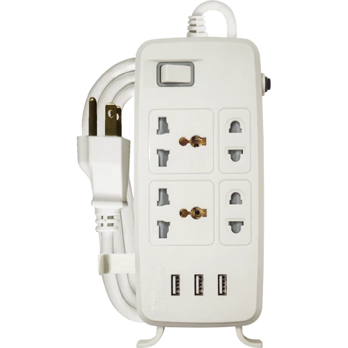 Royu REDEC634 1 Main Switch with 3 USB port [4-Gang] (Power Extension Cords ) | Royu by KHM Megatools Corp. Main image