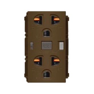 Royu RMO10/DW Duplex GFCI Outlet 20A 6mA (Plano) [Dark Wood] | Royu by KHM Megatools Corp. Main image