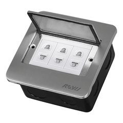 Royu RWF51 Square Floor Receptacle with 3 Gang Universal Outlet 15A (Wide) | Royu by KHM Megatools Corp.