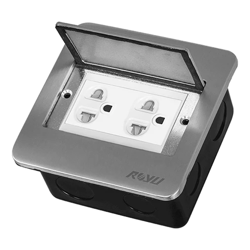 Royu RWF52 Square Floor Receptacle with Duplex Universal Outlet with Ground & Shutter (Wide) | Royu by KHM Megatools Corp. Main image